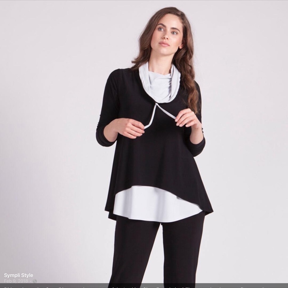 NWT Sympli Women's Matrix Likity Split Top-Oatmeal/Black $145 Tunic